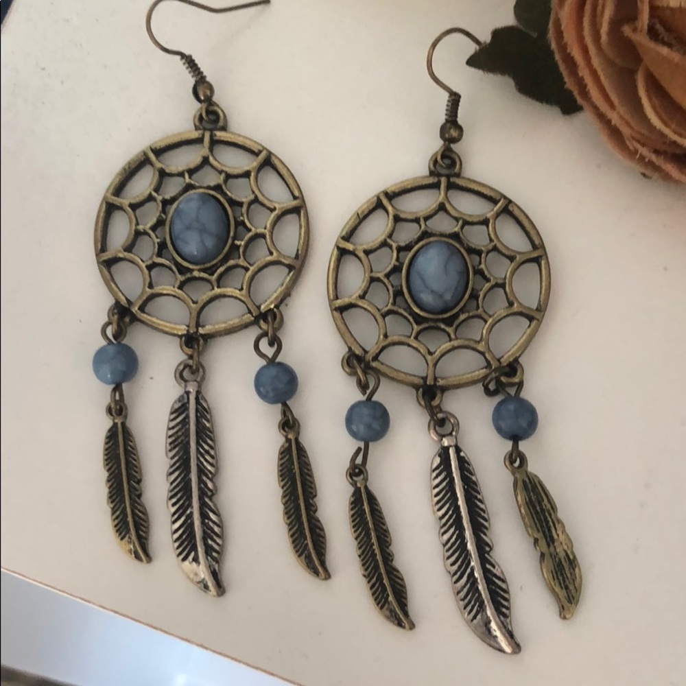 Boho feather earrings - Picture 2 of 4